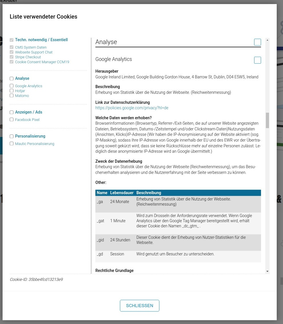 Frontend Widgets - Clickskeks Cookie Consent Manager Dokumentation